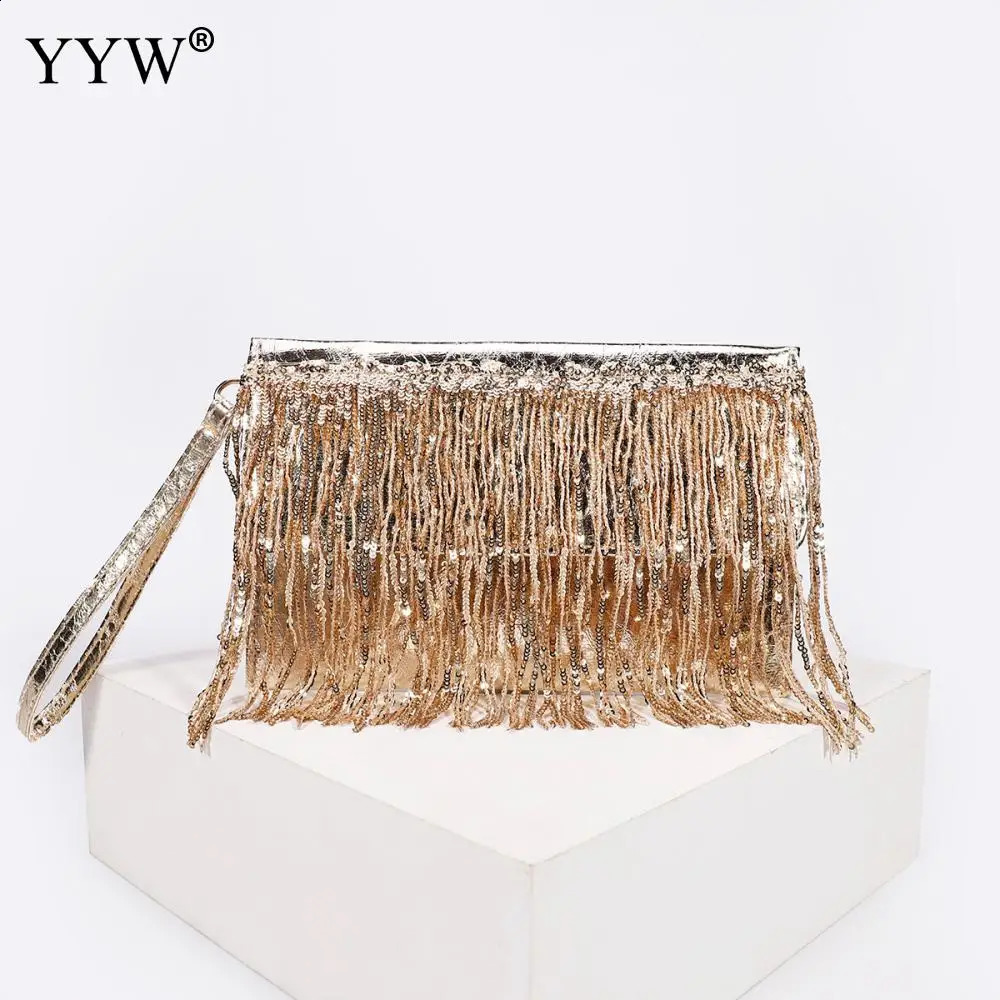 n a ious handbag with silver sequins rhinestones tassels womens small coin purse chain elegant party clutch wallet 240823