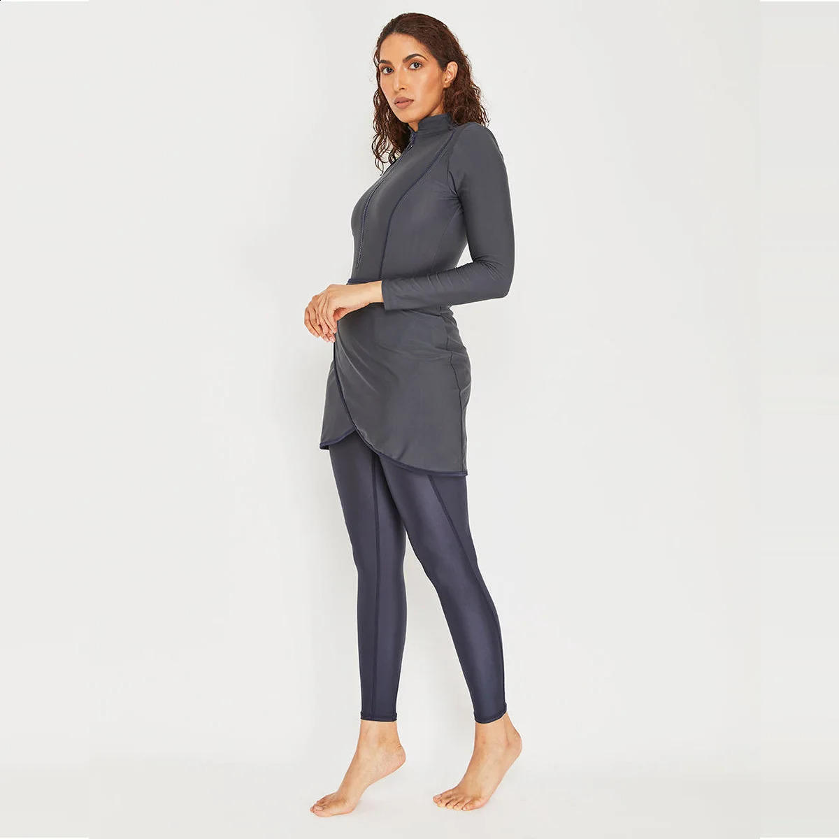 Muslim Swimwear Women Modest Patchwork Hijab Long Sleeves Sport Swimsuit 3pcs Islamic Burkinis Wear Bathing Suit 4XL 240823