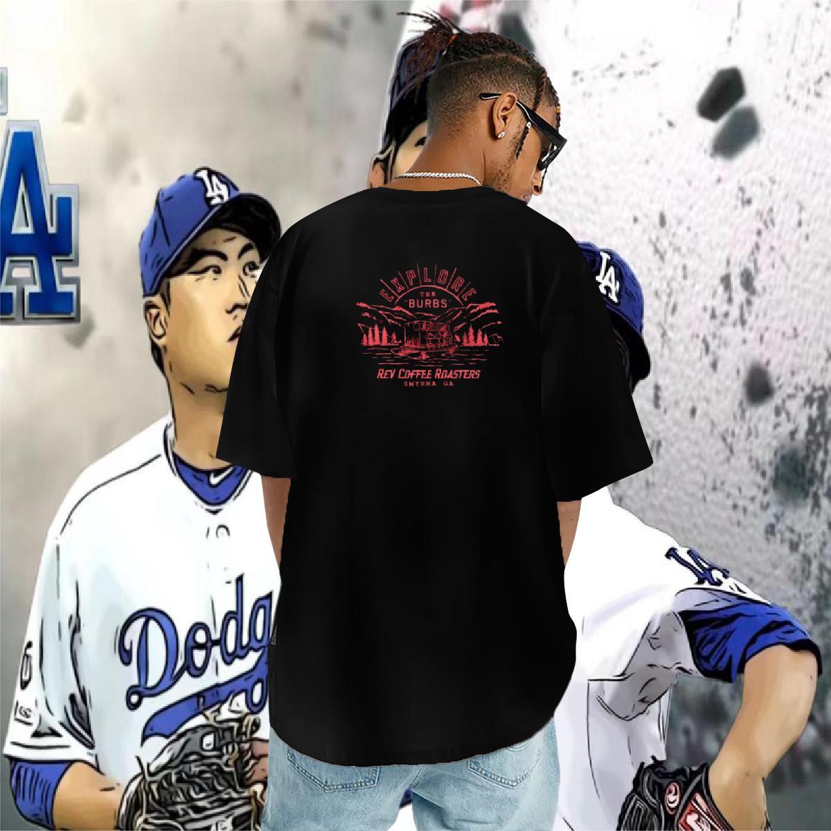 Comfortable T Shirts Men 230g Cotton mountains High Street Hip Hop Custom Cartoon Crew Neck Breathable Tshirt for Man Woman New Arrival Top Tees