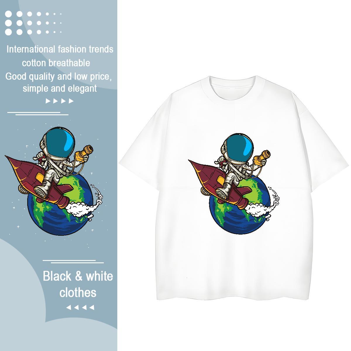 Comfortable Women Tshirts 230g Pure Cotton universe Daily Wear T Shirt For Woman Crew Neck DIY Anime Printed Tees Shirts