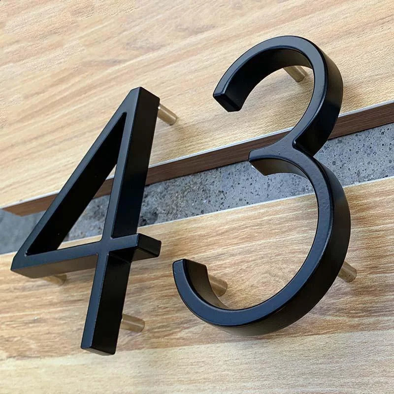 125mm Black House Numbers Letters Outdoor Address Sign Plate For Yard Floating Metal Door Number Doorplates Modern Mailbox Signs 240823