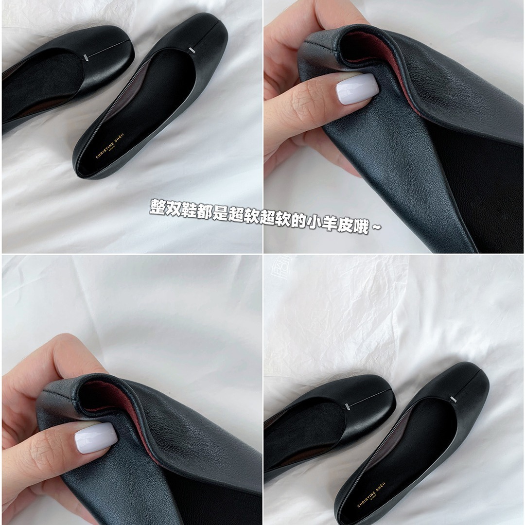 Ddmysports Suyin Same Sheepskin Edition Single Shoe Women S Ead Shallow Mouth Genuine Leather Flat Bottom Versatile Work Commuter Grandma Shoes OUTDOO