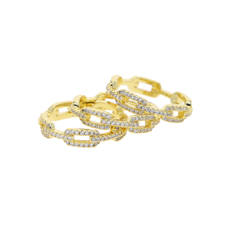 Iced Out Tennis Rings for Women - Cubic Zirconia Cuban k Chain Rings, Fashion Jewelry