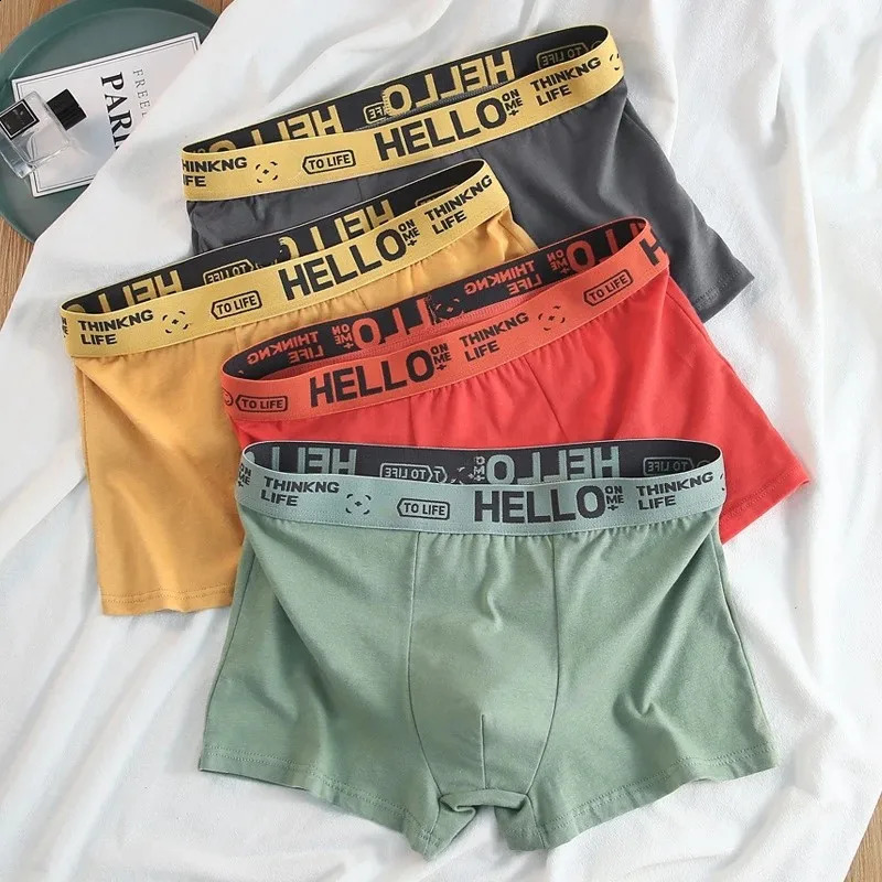 Mens Boxing Underwear Comfortable Cotton Cuecas Calzoncillos Breathable Shorts 240822