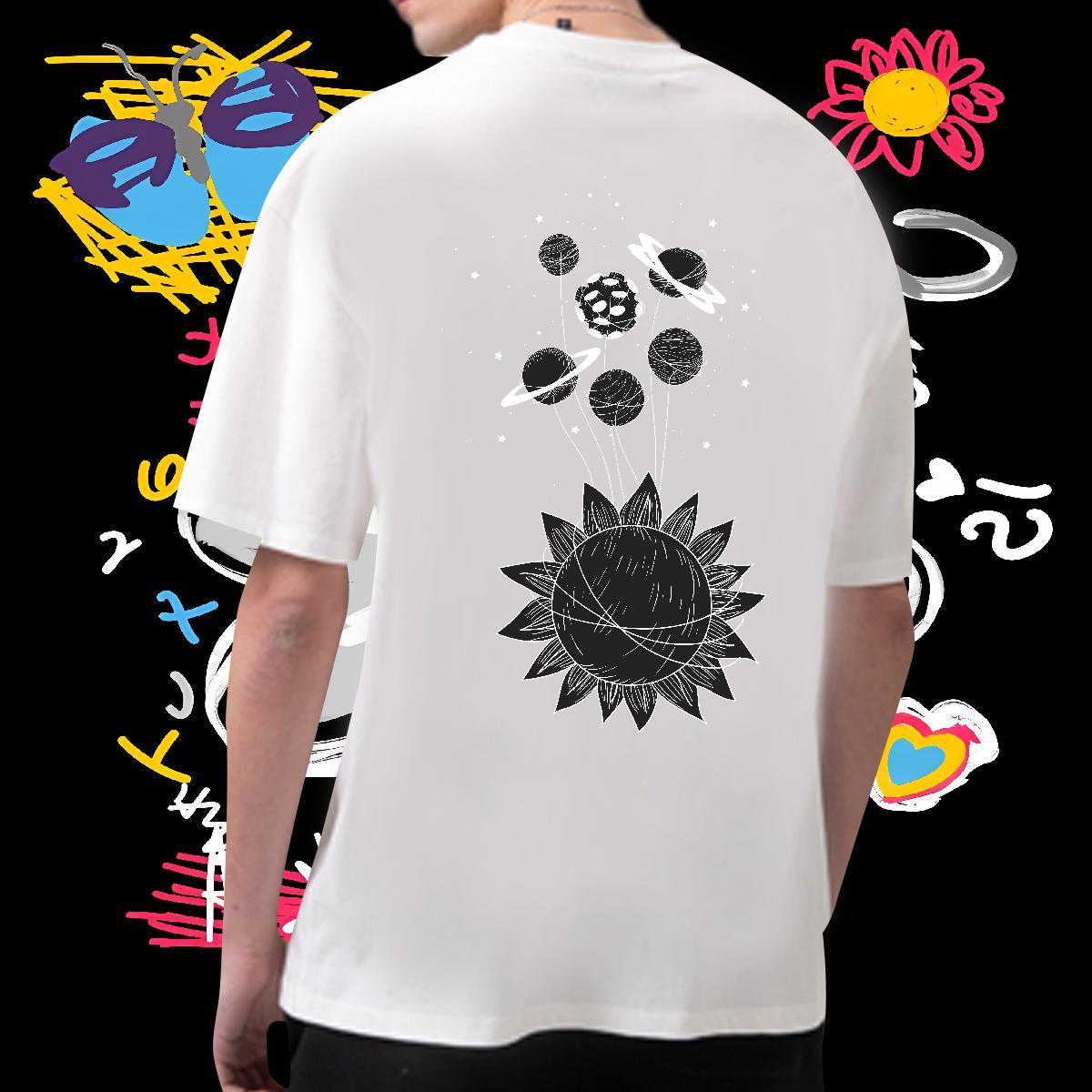 Popular T Shirt For Man 230g Cotton ET Beach Asian Size Breathable Short Sleeve Tshirts 2024 Summer Clothings