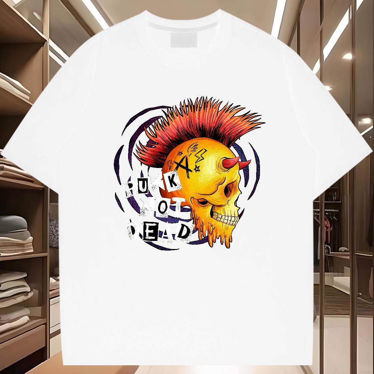 Designer T Shirts Men 230g Cotton skull Summer Casual Custom Print Oversized Breathable Crew Neck Mens Tshirts New Arrival Tees