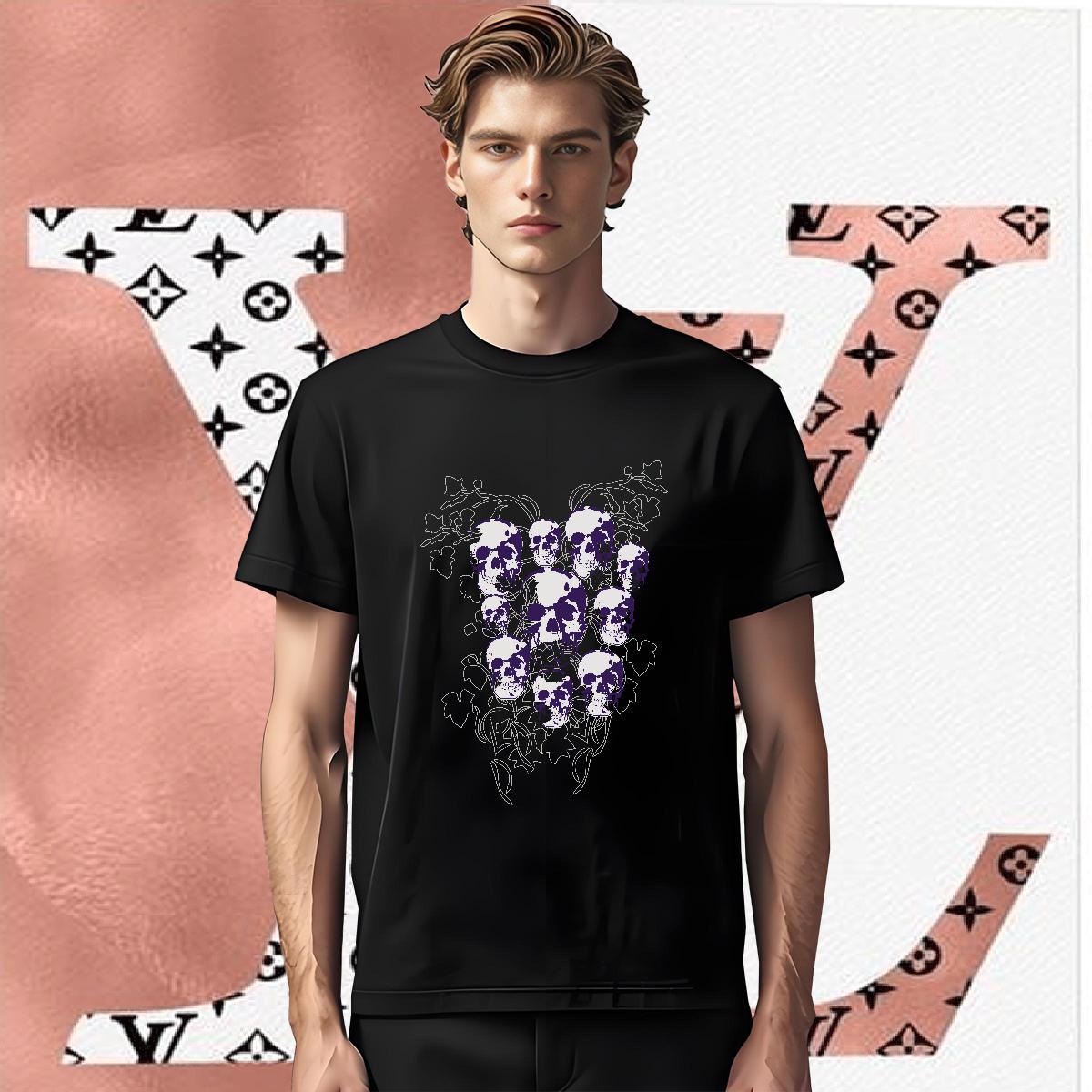 Classic T-Shirts for Men 100% Cotton 230g skull Beach DIY Printed Short Sleeve O-Neck Men Tshirts Designer Tops Shirt