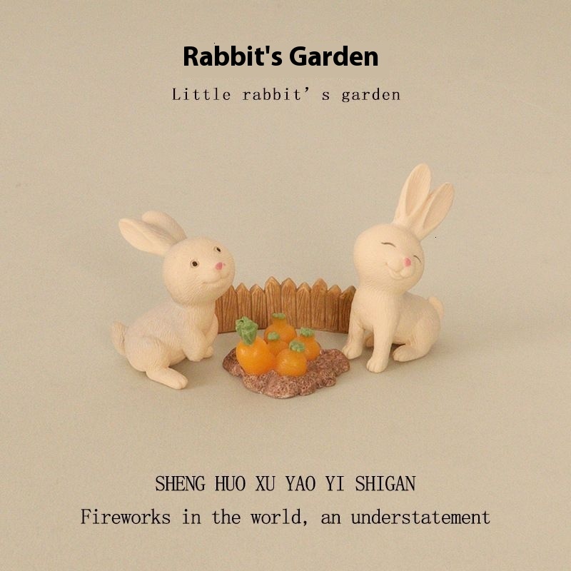 Cute Miniature Rabbits with Radishes and a Wooden Fence - Ideal Desk Accessory