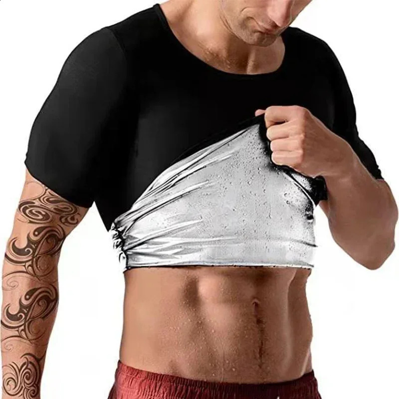 Men Sweat Sauna T-shirt Waist Trainer Slimming Suit Body Shapers Shapewear Corset Underwear Belly Control Fitness Fat Burn Tops 240823
