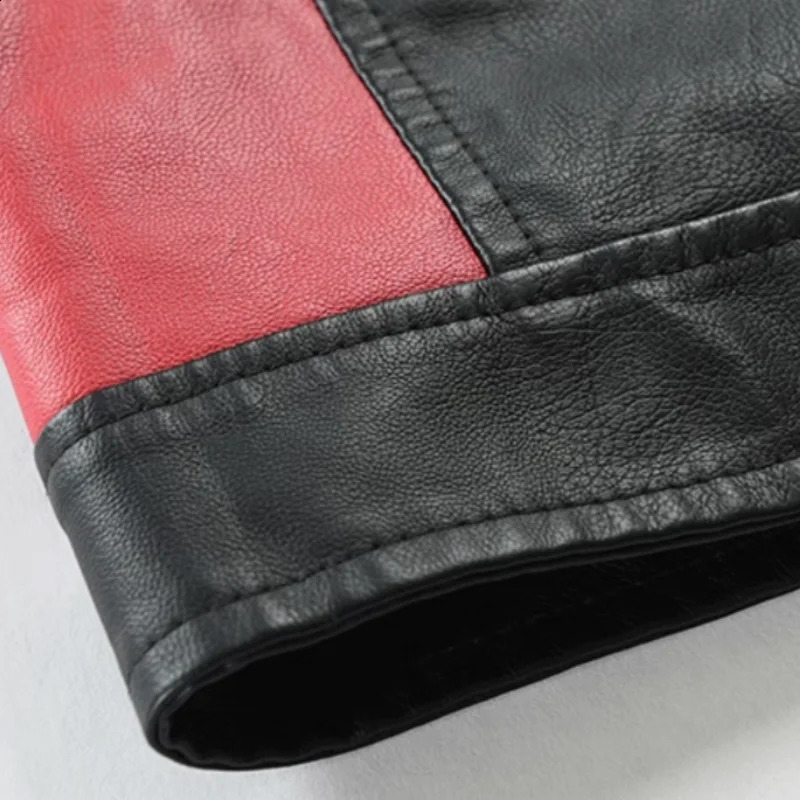 Mens Winter Pu Jacket Motorcycle Waterproof Cool Contrast Colors Classic Biker Leather Jacket Motor Autumn Coat 240822
