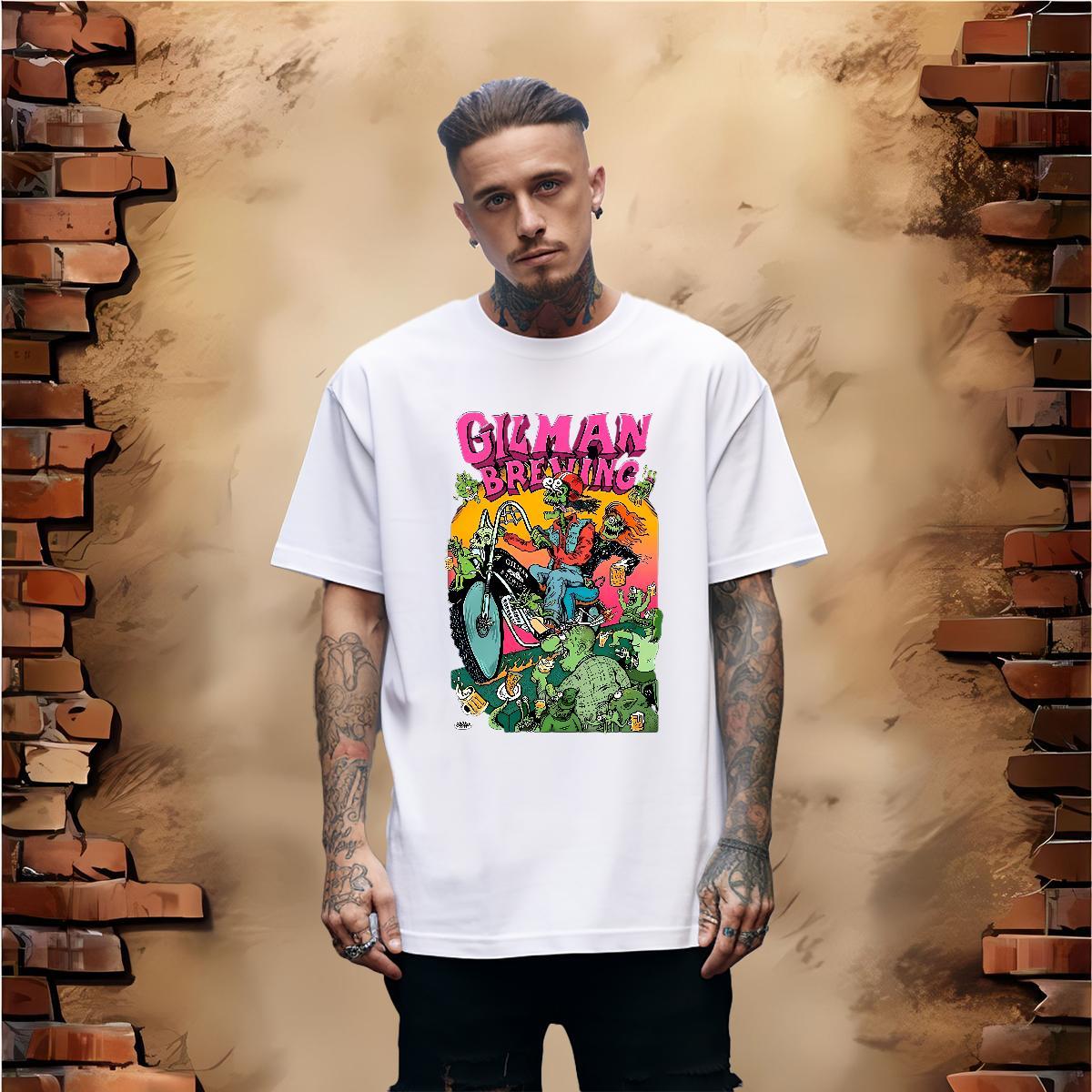 Cool T-Shirts 230g 100% Cotton skull Spring Summer Cartoon Print Breathable Crew Neck Men Tshirts Factory Direct Tops Tees
