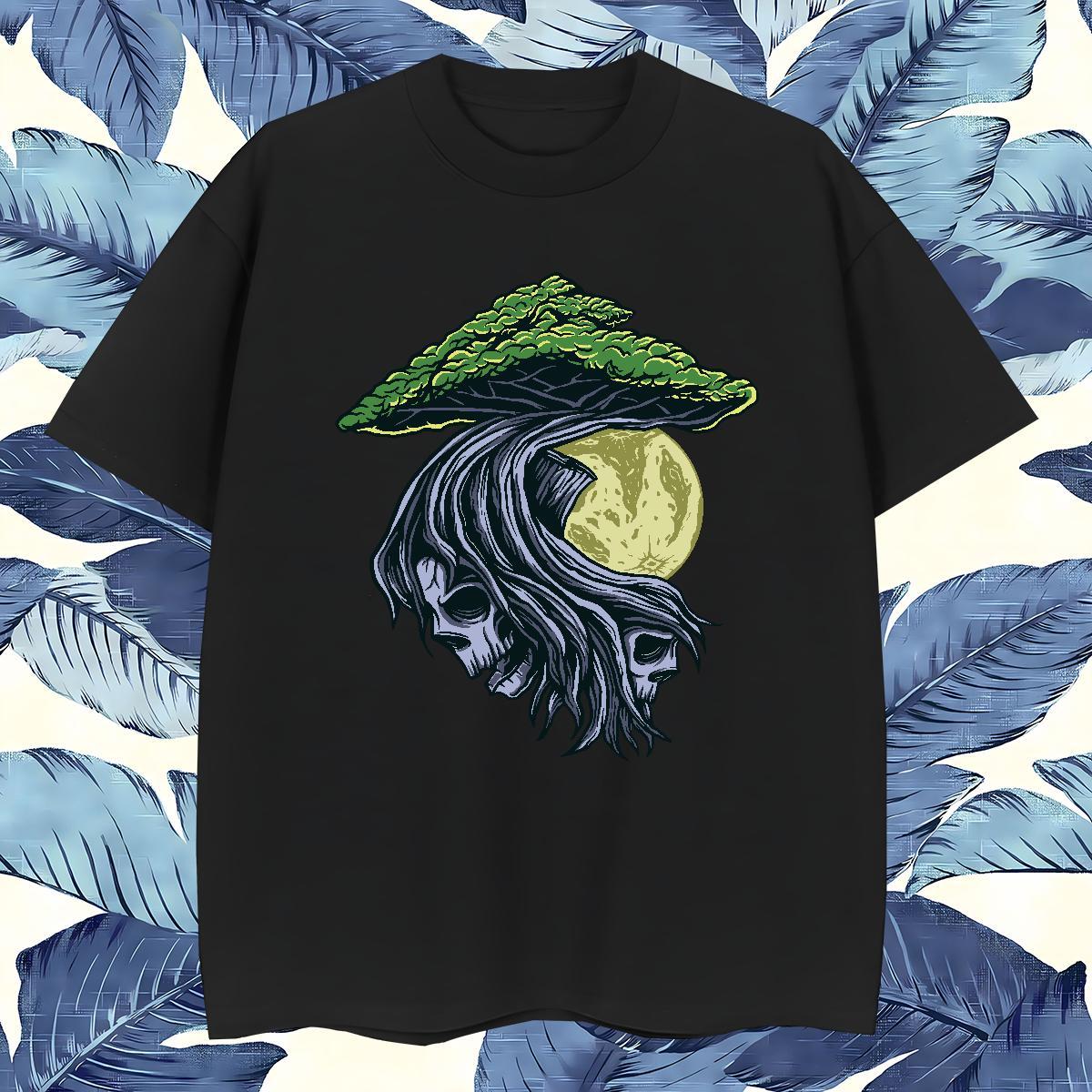 Unisex T-Shirts for Men 230g Pure Cotton skull Hip Hop Street Cartoon Printing L-4XL Breathable Men Tees Custom Clothes