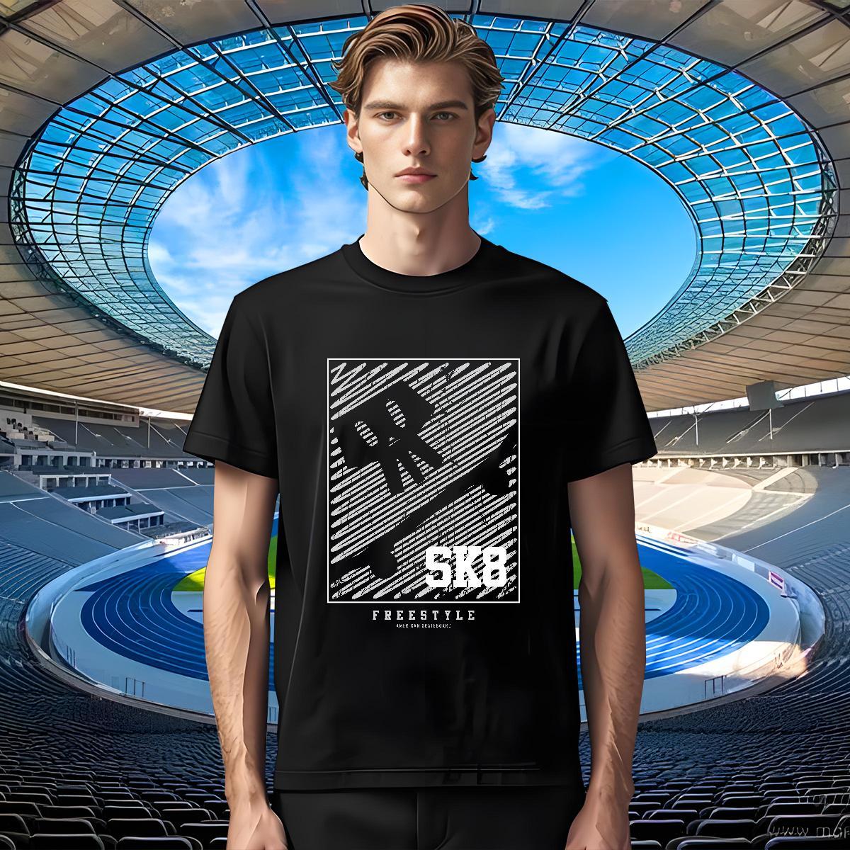 Wholesale Man T Shirts 100% Cotton 230g skull Casual Beach Custom Print Plus Size Pure Cotton Men Clothes T-Shirt Fashion Casual Tops
