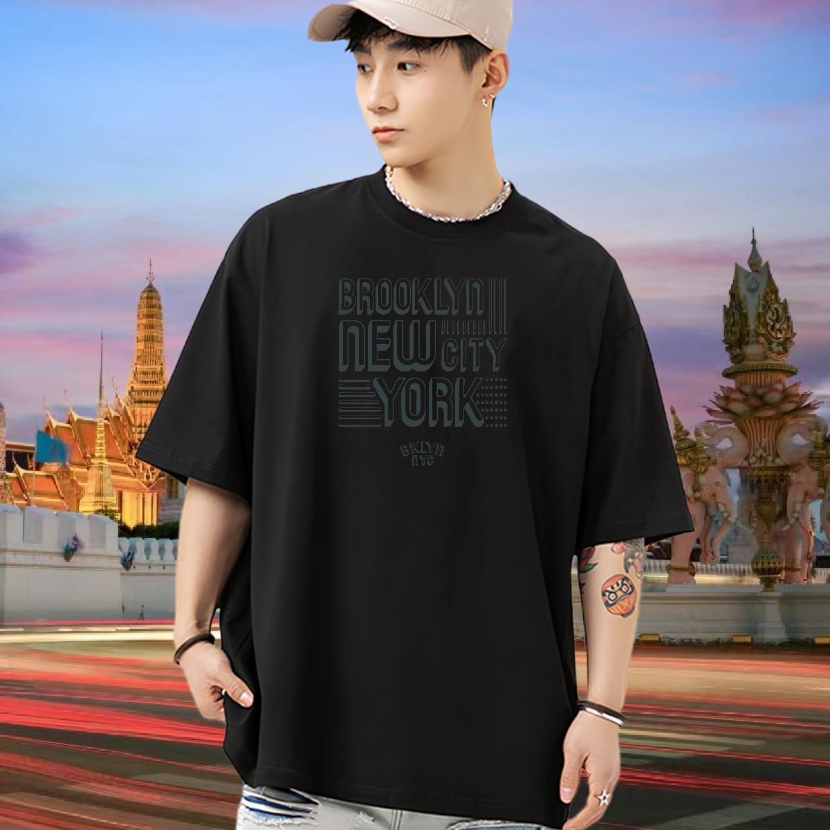 Wholesale Men T Shirts 100% Cotton 230g letter Sport DIY Printed Breathable Crew Neck Men Tshirts New Arrival Clothings