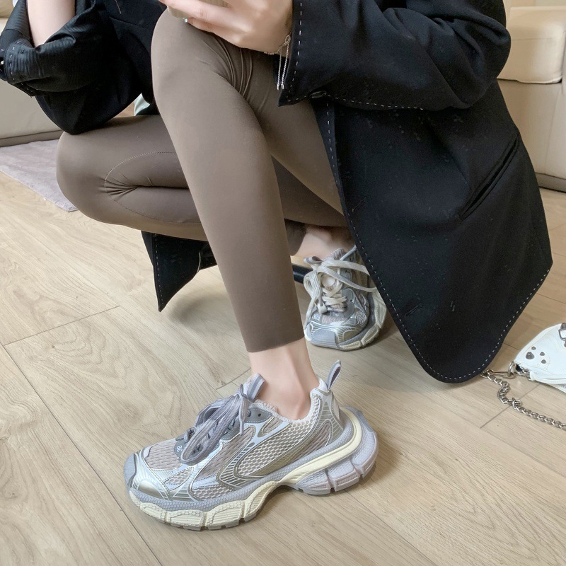 Ddmysports Cowhide Version Of Grape Mom Same Style Spring Summer New Item Color Blocked Breathable Casual Sports Shoes Thick Soled Dad OUTDOOR