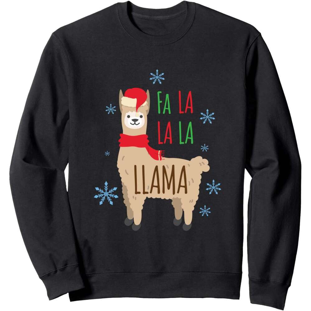 Long Sleeve Shirts for Men sweatshirt Fa la Llama Christmas Winter Snow Lamb Funny Gift Sweatshirt T shirt Tee Streetwear Casual tops clothes