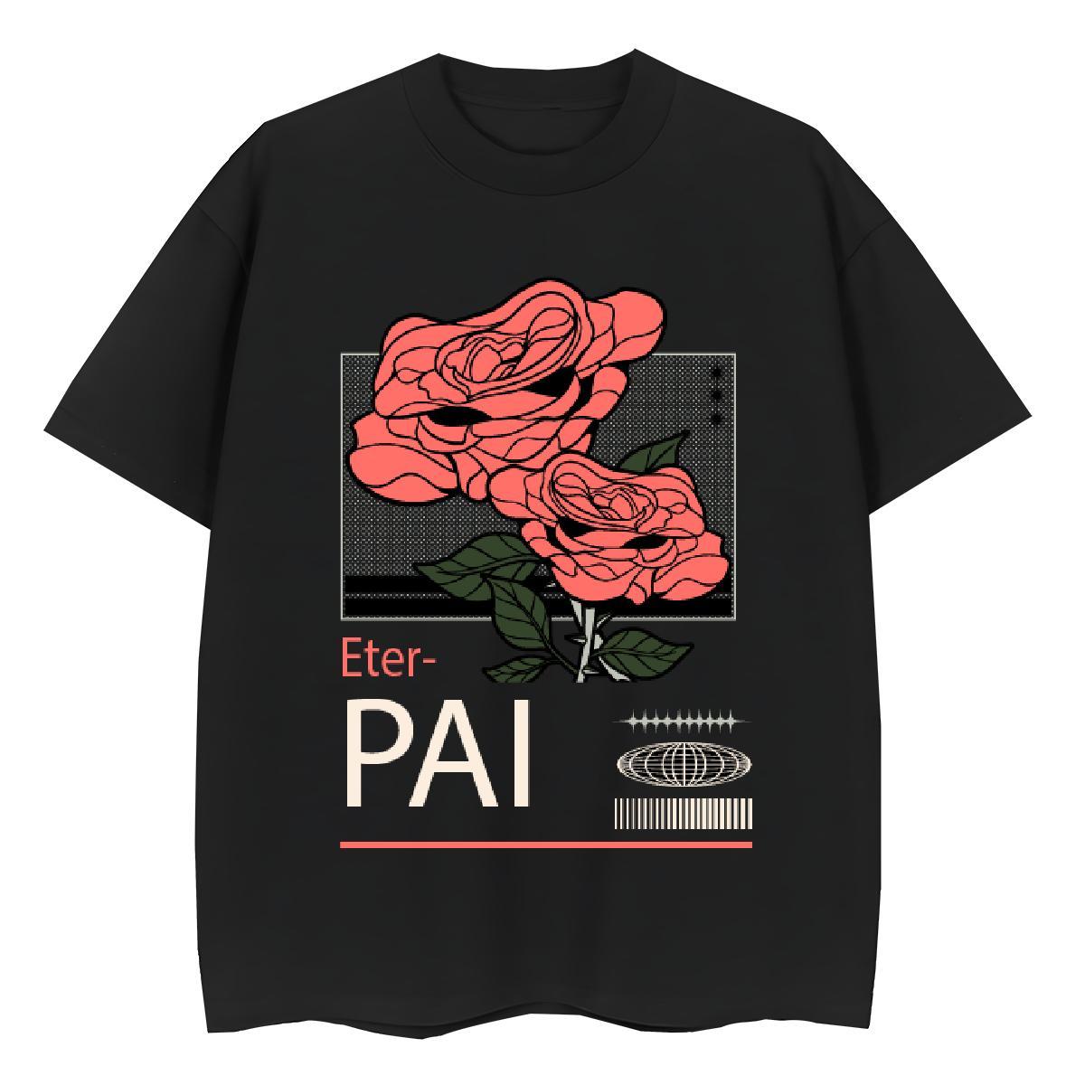 Lady Couples T Shirts 230g Pure Cotton flower Casual Sport T shirt Short Sleeve O-Neck Custom Print Plus Size Tees Shirts