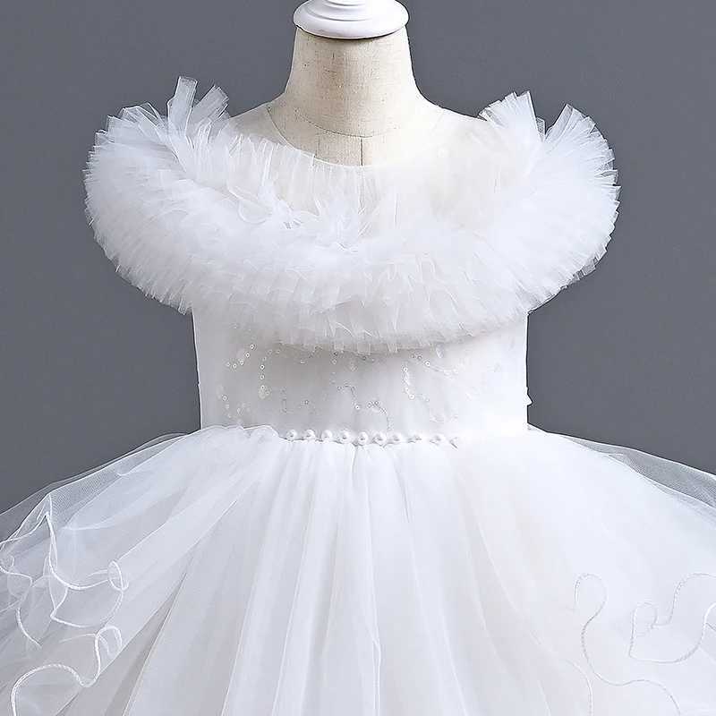 Yoliyolei Ruffle Birthday Dress Luxury Girls Changbai Ball Dress Adjustable Waist Wedding Dress 13 Years Old W240823