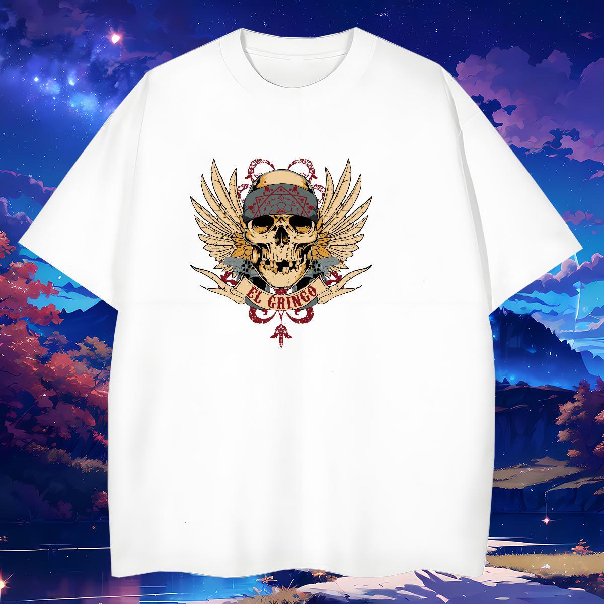 TOP Quality T-Shirts for Men 100% Cotton 230g skull Street Casual Cartoon Printing L-4XL Breathable Short Sleeve Couples T Shirts Fashion Design Tees 