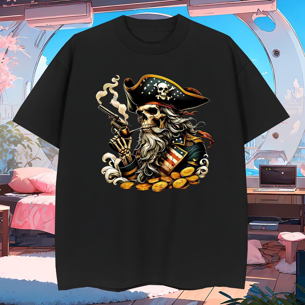 Popular T shirt 230g 100% Cotton skull Anime Printing Street DIY Logo Oversized Pure Cotton Couples T Shirts Free Shipping Tee Shirt