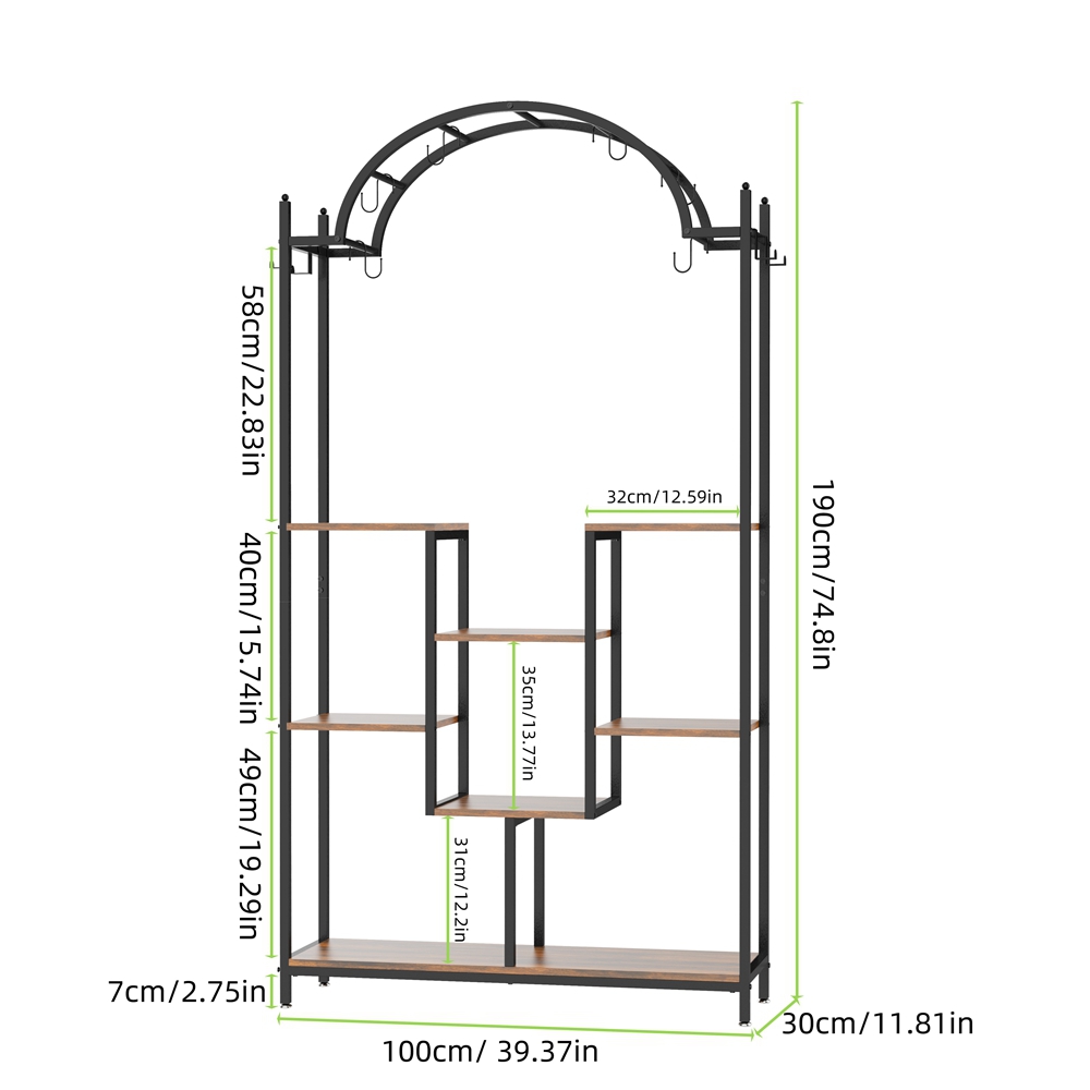 Metal Plant Stand: Tall Arched Plant Shelf Multilayer Ladder Garden Flower Pots Rack Display Holder for Home Patio Lawn Plants