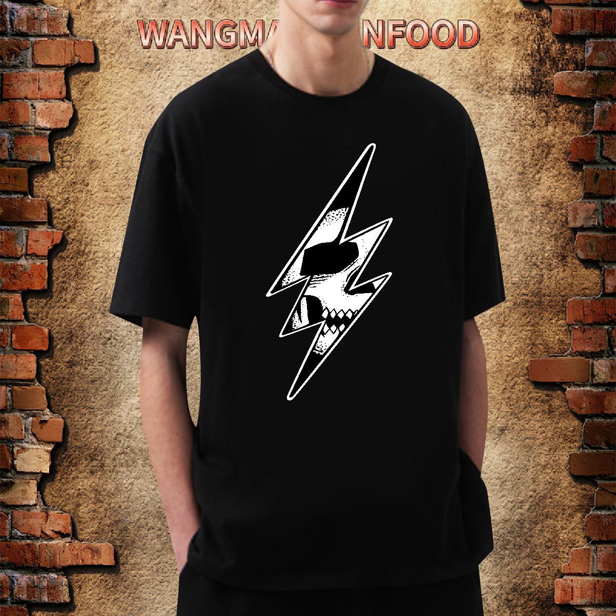 High Quality Men T Shirts 230g Pure Cotton skull Hip Hop Street Black Oversized Round Neck Short Sleeve Men Tshirts Custom Tees
