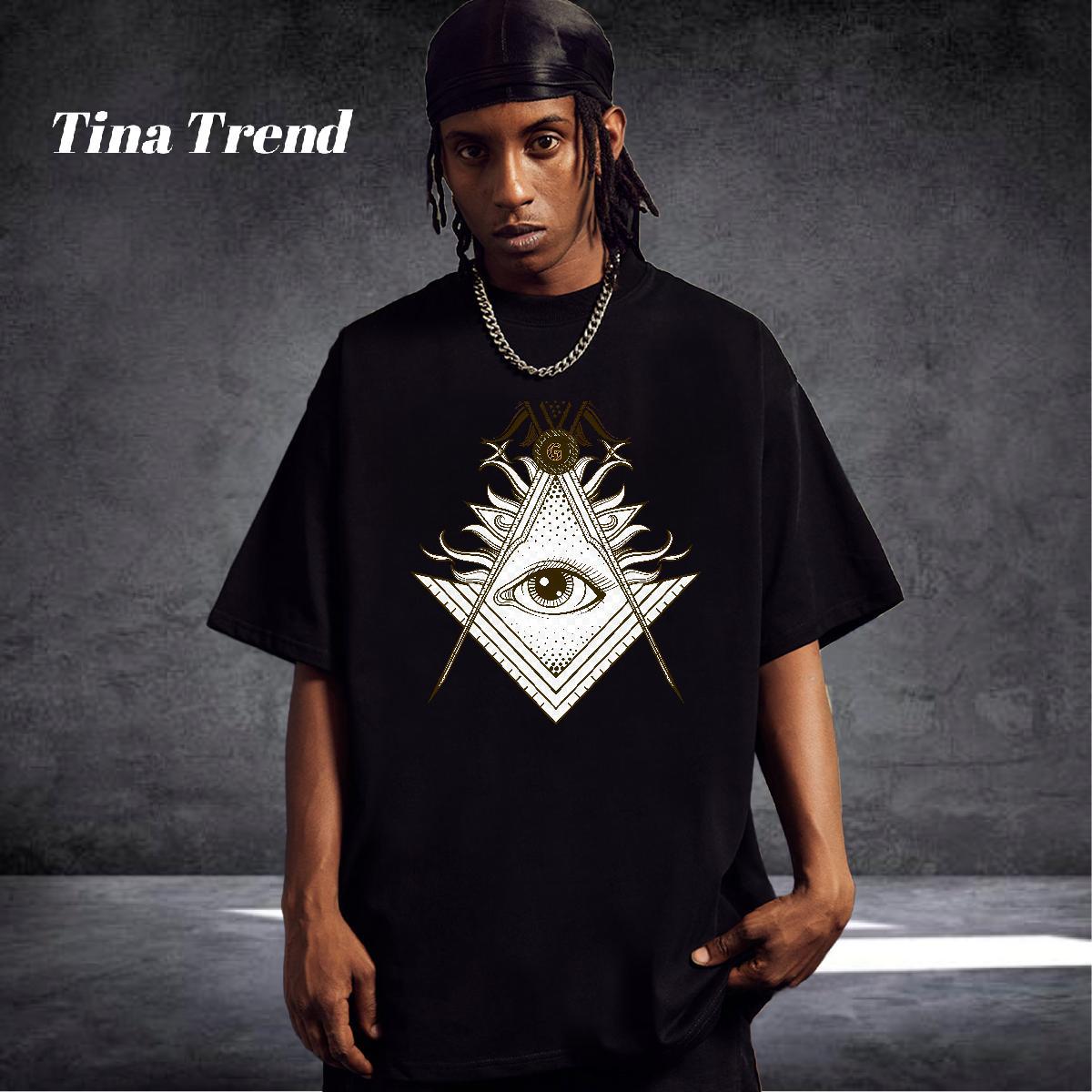 Comfortable Man T Shirts 230g Cotton eye of the devil Street Wear Customized Breathable Short Sleeve Men Tops Tees Brand Polos