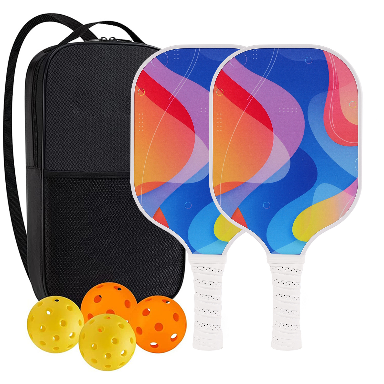 High-Performance Fiberglass Pickleball Paddle for Competitive Outdoors Games 2 Paddle & 4 ball & 1 bag 9988