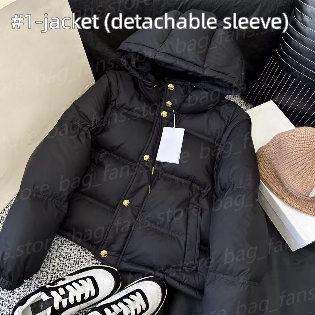 (go off picture not the description) High Quality Jackets for Women Designer Luxury Down Coats with Hats Winter Warm Outwear Sleeves Removable 25196 25045