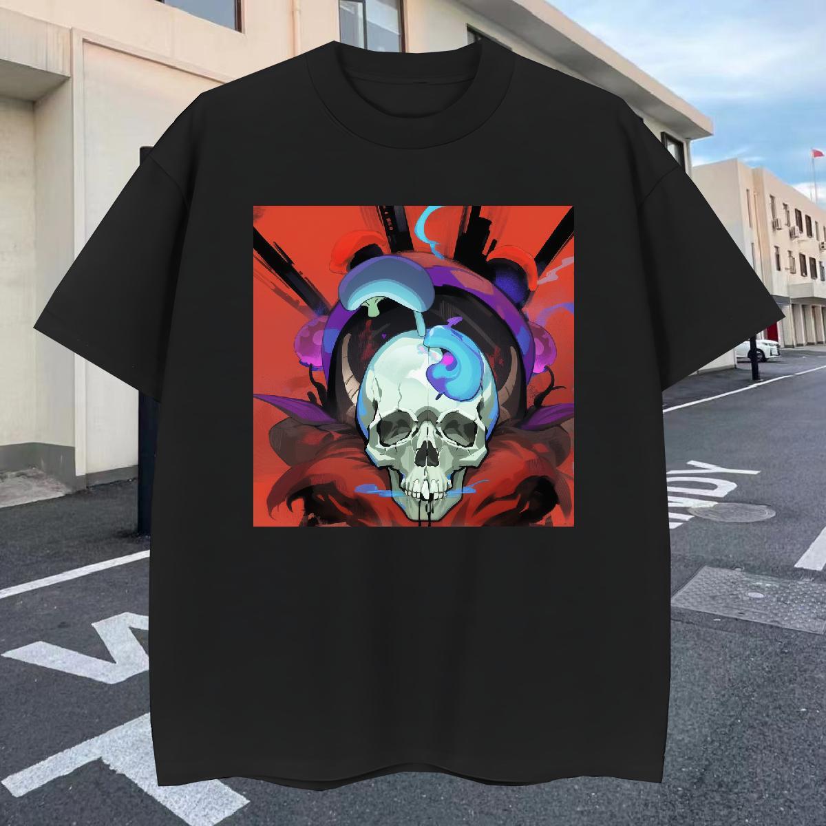 Unisex T shirt 100% Cotton 230g skull Street White Plus Size Round Neck Short Sleeve Couples T Shirts Fashion Casual Clothes