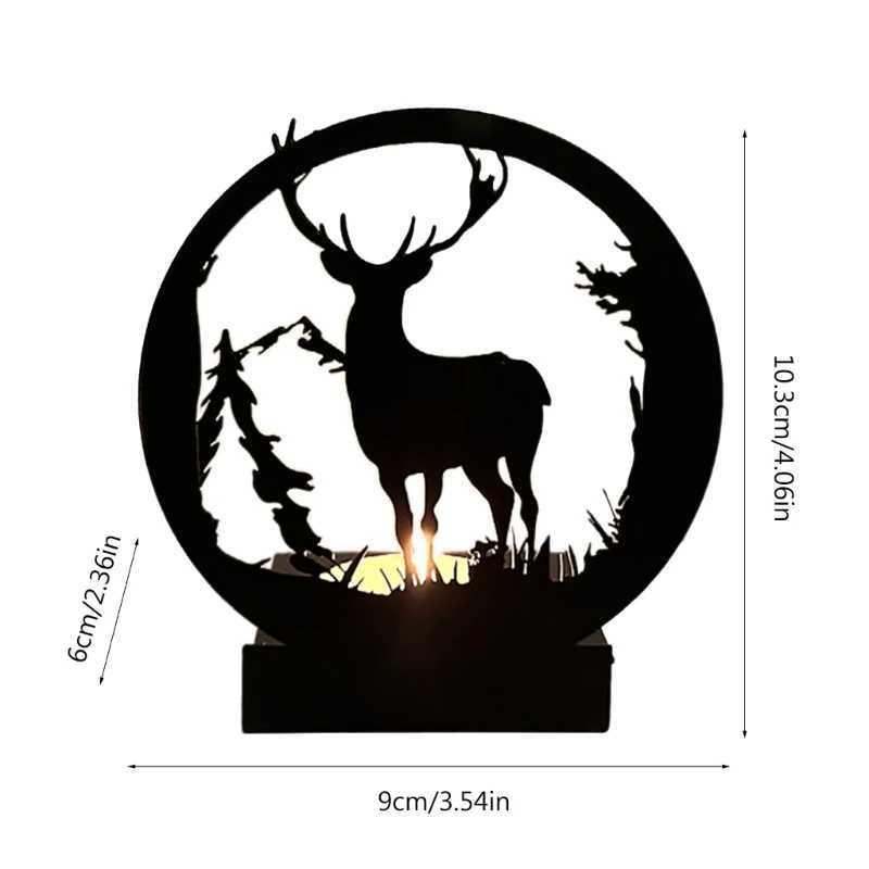 Creative Black Metal Candle Holder Home Decorations Deer Design Candlestick Y240823