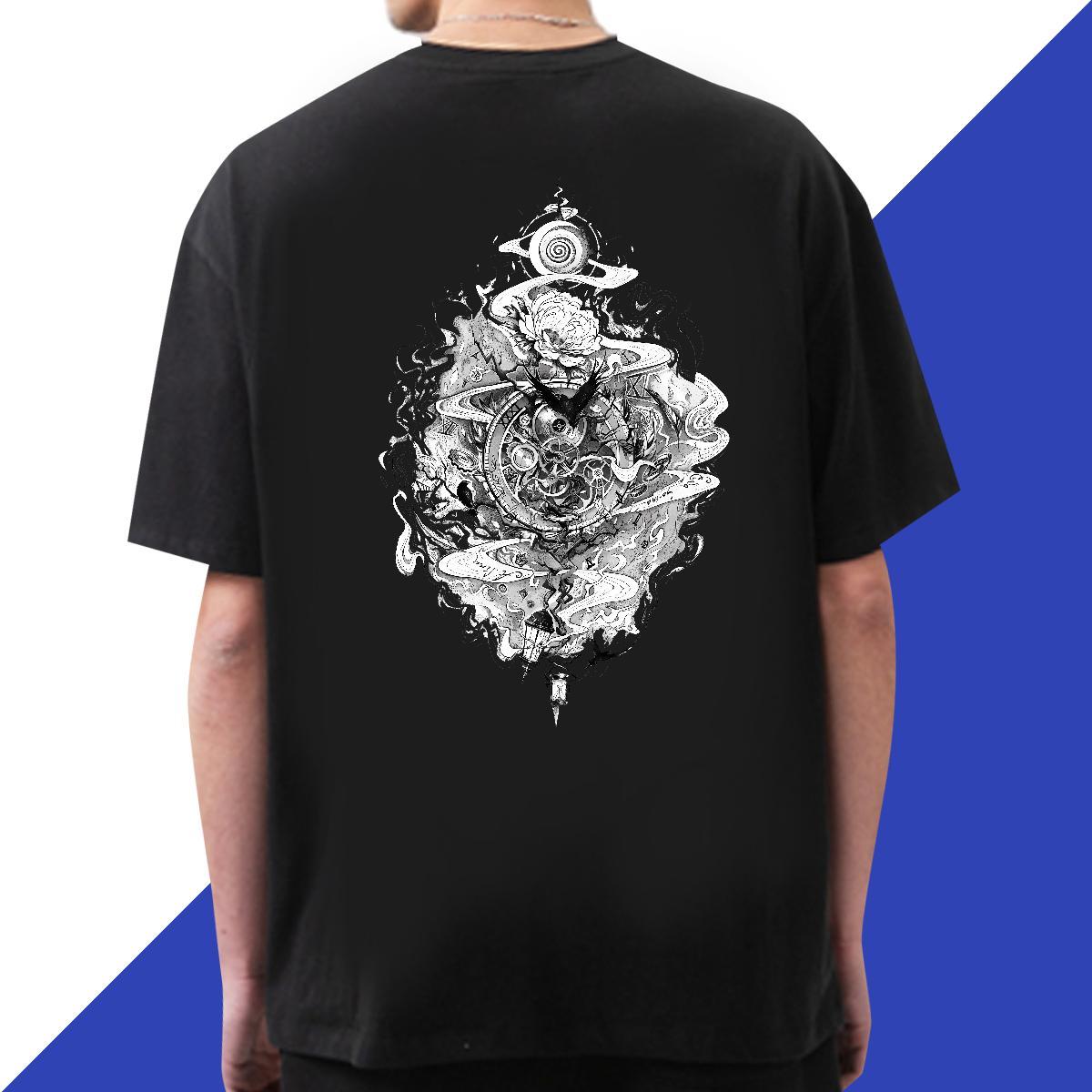 Loose Fit T Shirt For Man 230g 100% Cotton eye of the devil Summer Casual Cartoon Print Short Sleeve O-Neck Mens Tshirts Brand Polos