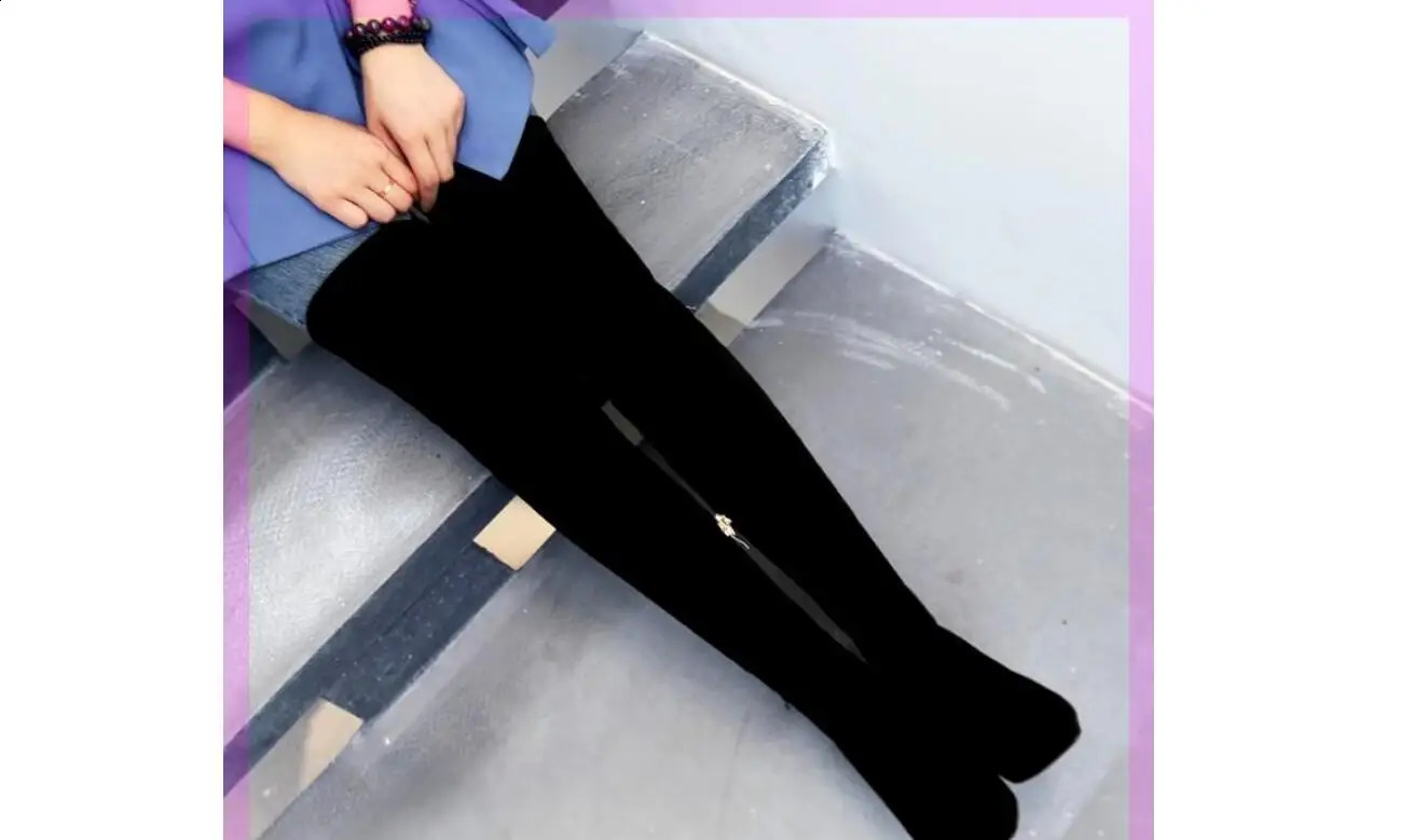 Womens elastic fabric high knee boots patent leather high knee boots womens waterproof red party comfortable boots womens shoes 240823