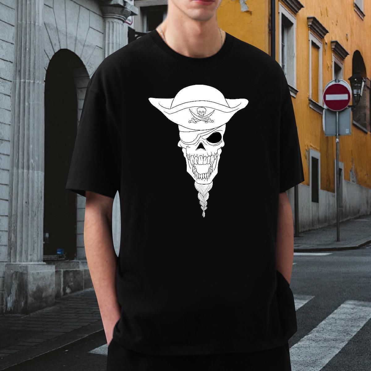 Free Shipping T-Shirts 230g Pure Cotton skull Anime Printing Street Asian Size Short Sleeve Soft Men Tops Tees Designer Fashion Polos