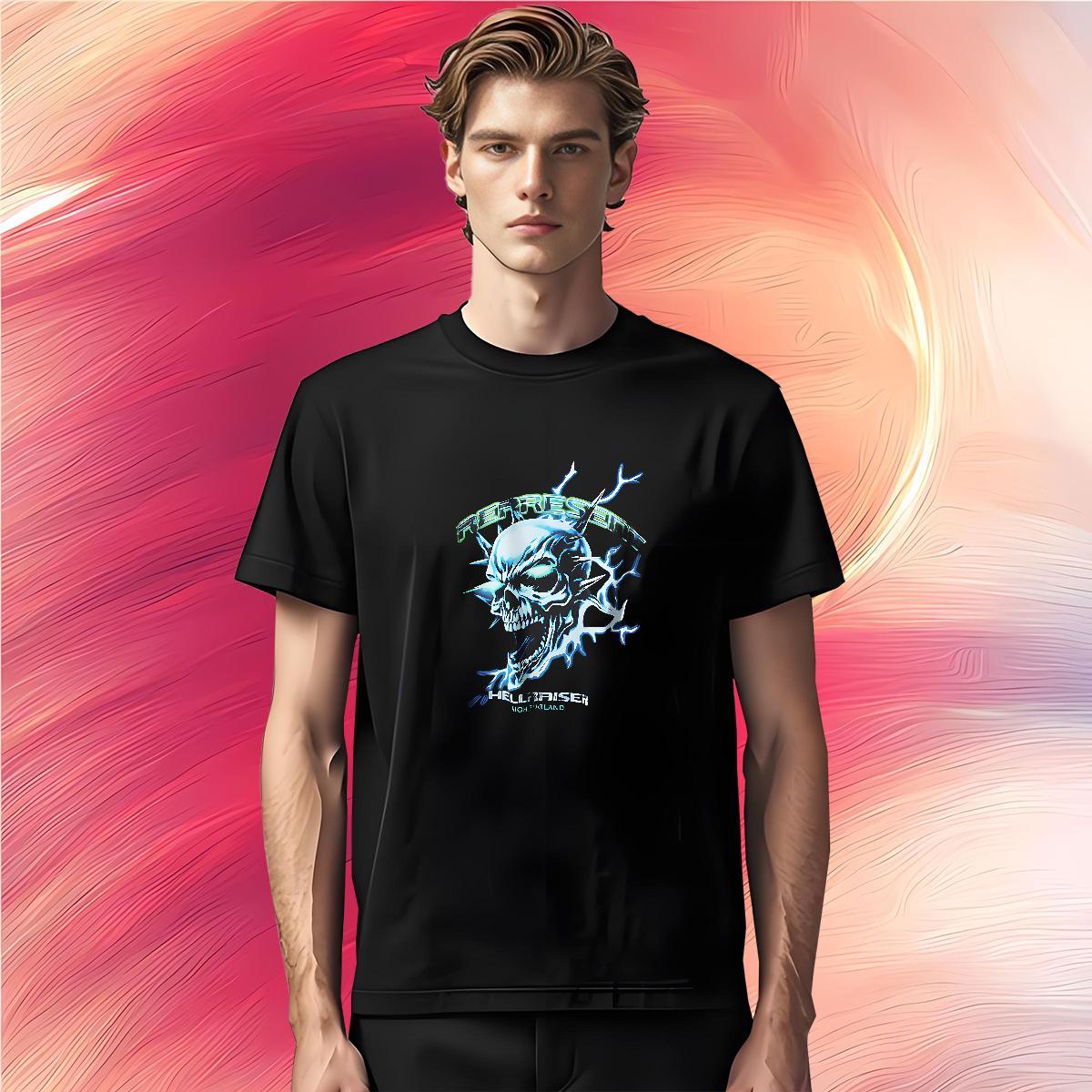 Popular T Shirts Men 230g 100% Cotton skull Casual Beach Asian Size Breathable Short Sleeve Couples T Shirts Factory Direct Polos