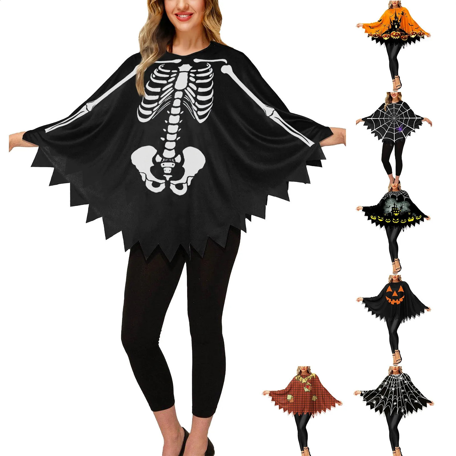 Adult Womens Cute White Ghost Devil Horn Role Playing Costume Childrens Fancy Dress Performance Halloween Theme Party 240823