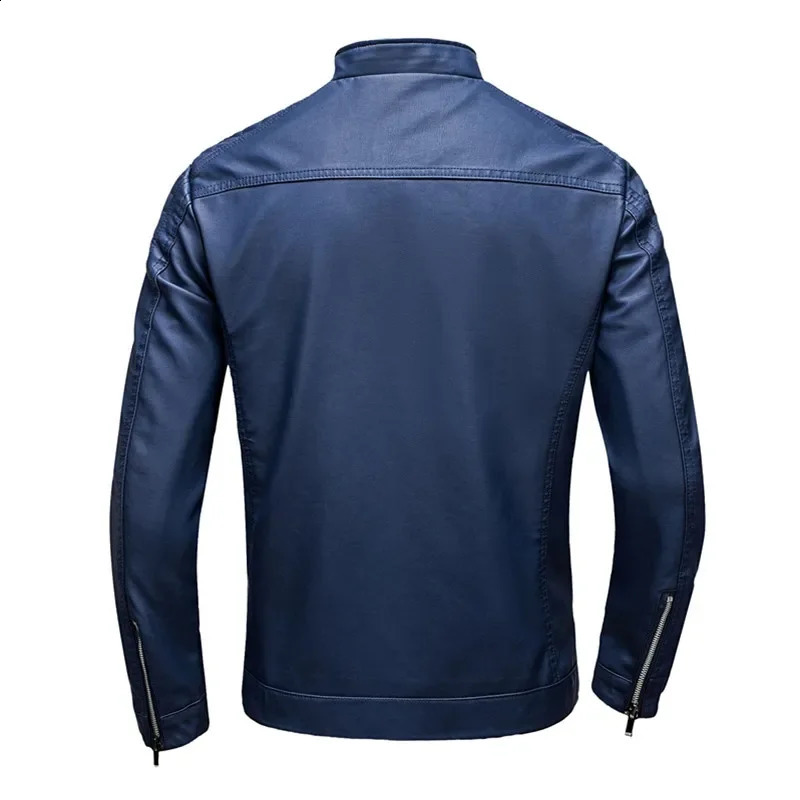 Stand Collar Leather Jacket Mens Fashion Jacket Casual Men Leather Jacket Slim Korean Version Handsome Mens Clothing 240822