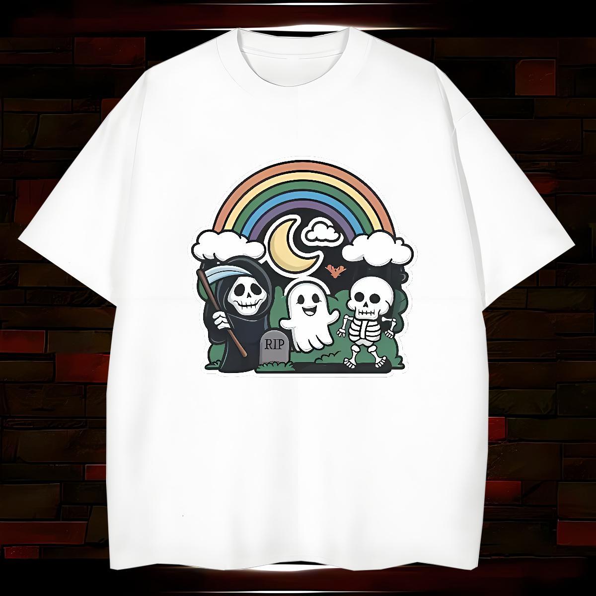 Wholesale T Shirt For Man 230g 100% Cotton rainbow Summer Casual DIY Printed Short Sleeve Soft Men Tshirts 2024 Wear
