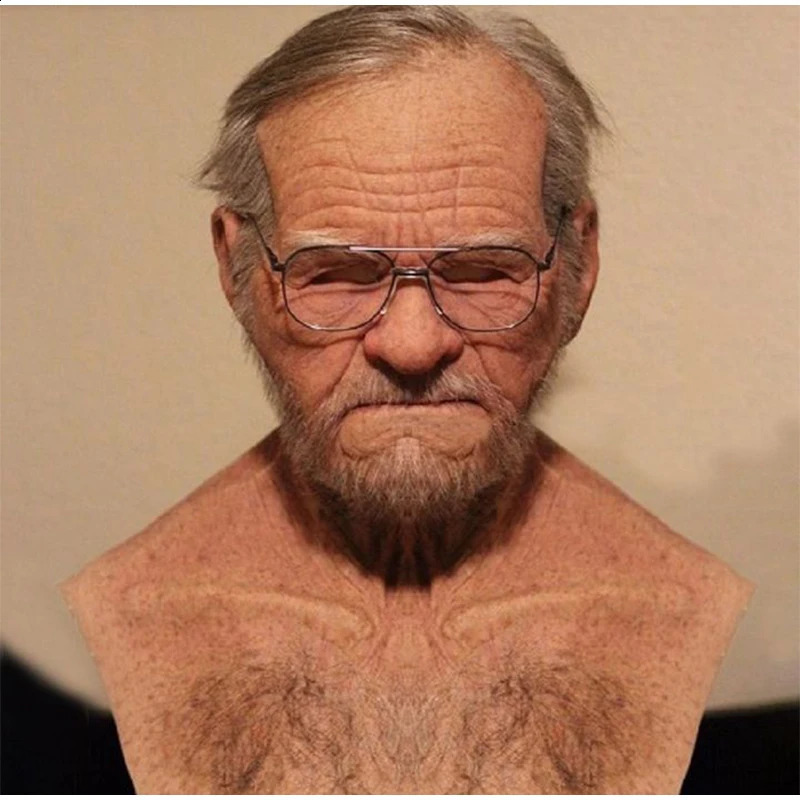 Old Man Mask Halloween Party April Fools Day Wrinkle Full For Head Mask Face Mask Party Supplies Thriller Cosplay Props 240823