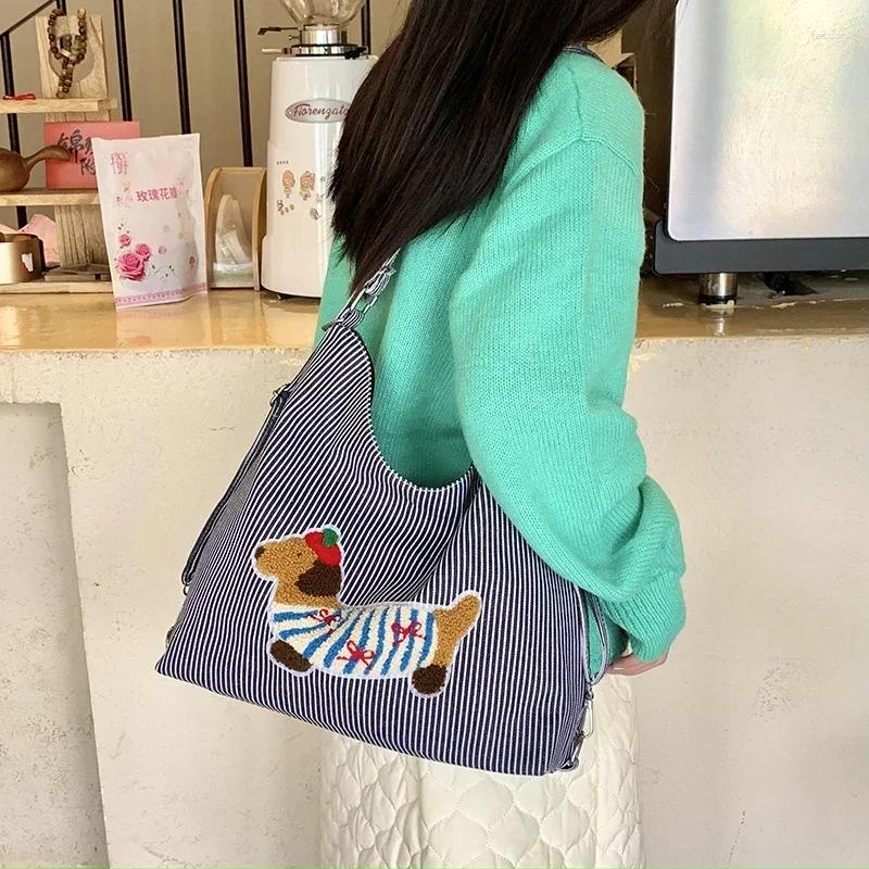 Totes Sausage Dog Multi Functional Bag For Women 2024 Large Capacity Single Shoulder Tote Fashion Striped Bolsa De Hombro