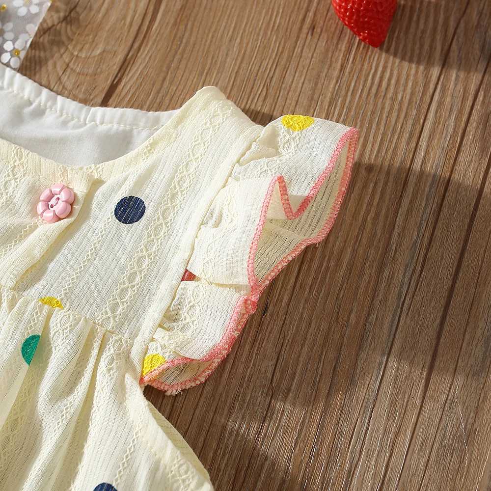 Summer Baby Girl Colored Polka Dot Small Flying Sleeve Top And Shorts Set Girl Beach Two-Piece Set W250218