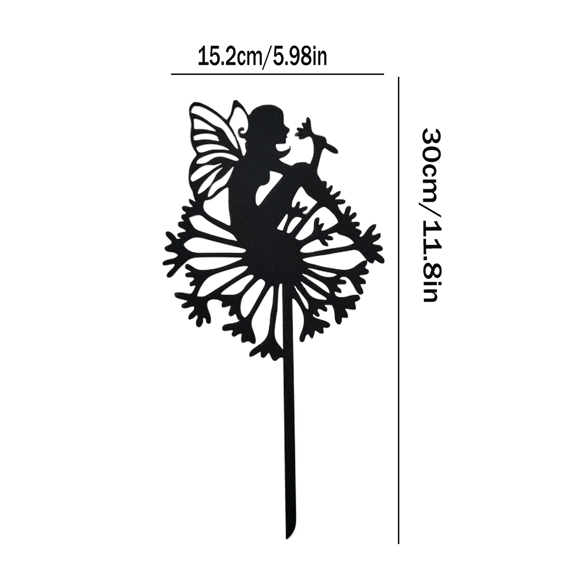 Fairy Garden Metal Stake Fairy Silhouette Fairy Statue Iron Crafts Decoration Yard Lawn Garden Outdoor Decoration Garden Ground Plugs