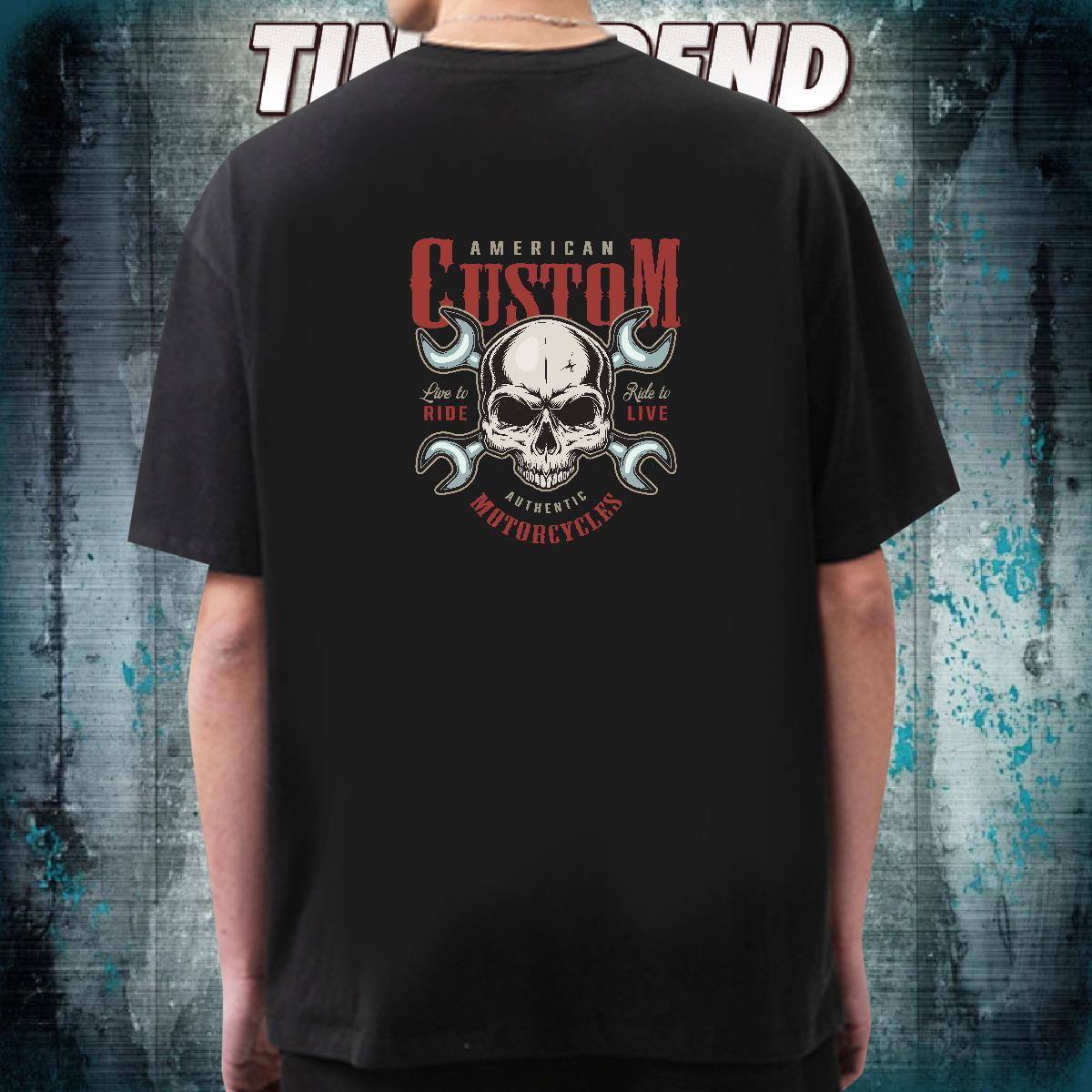 Cool Design T Shirts Men 100% Cotton 230g skull Hip Hop Black White Crew Neck Couples T Shirts 2024 DIY Polos