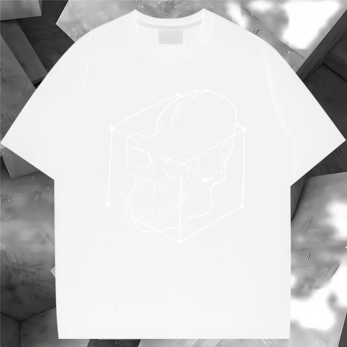 Loose Fit T Shirt For Man 230g Pure Cotton skull Outdoor Black Oversized O-Neck Short Sleeve Men Tops Tees 2024 Designer Wear