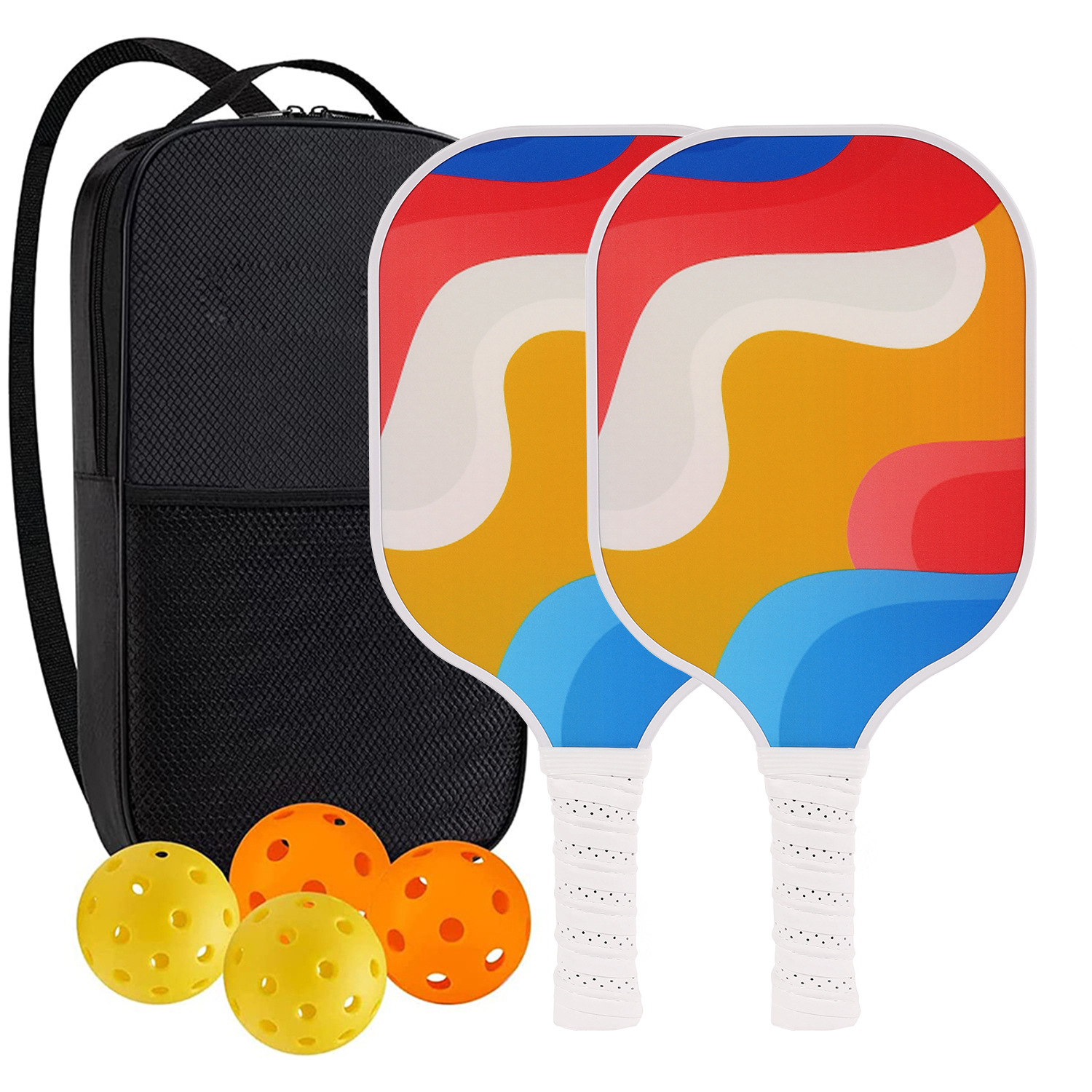High-Performance Fiberglass Pickleball Paddle for Competitive Outdoors Games 2 Paddle & 4 ball & 1 bag 9987