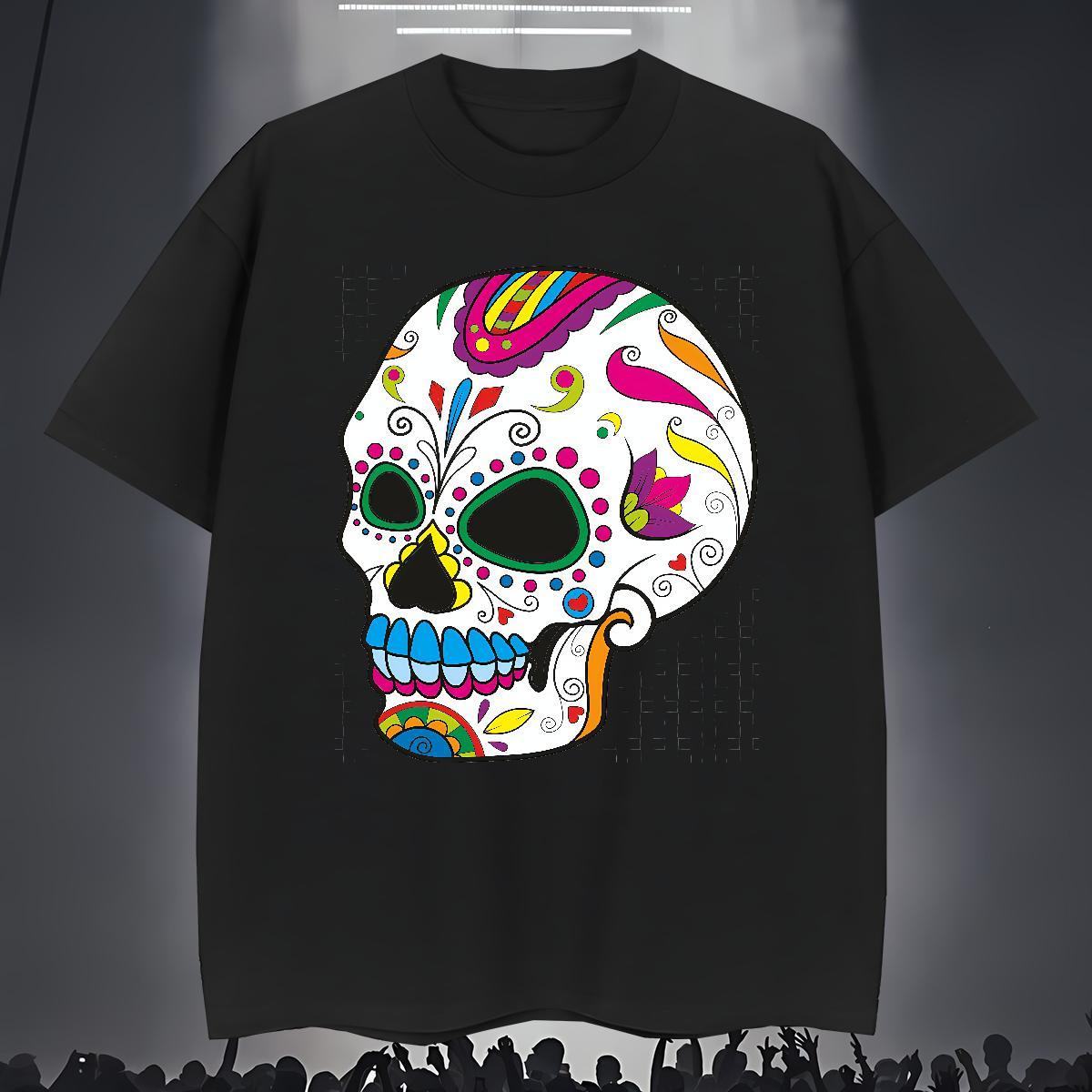 Cool Design Men T Shirts 230g 100% Cotton skull Home Outdoor Custom Print Plus Size Breathable Crew Neck Men Tees 2024 Summer Tshirts