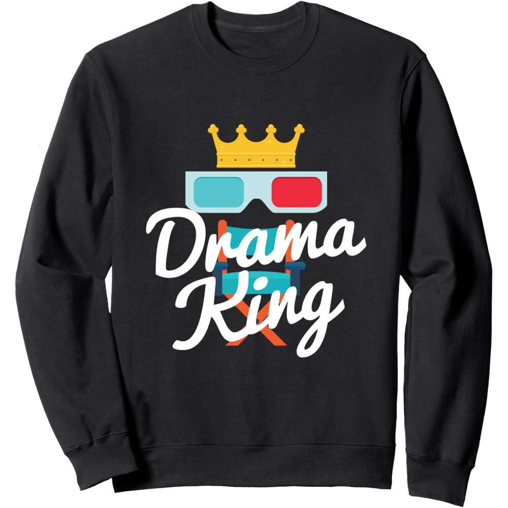 Long Sleeve Shirts for Men sweatshirt Funny Drama King Crown Theater Drama Lover Gift Sweatshirt T shirt Tee Streetwear Casual tops clothes