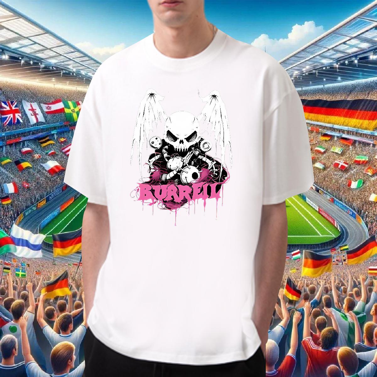 Loose Fit T-Shirts for Men 230g Cotton skull Street Custom Big Size Short Sleeve O-Neck Couples T Shirts Casual New Clothes