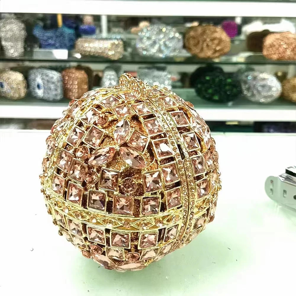 Women Multi Stones Clutch Purse Crystal Evening Hard Case Metal Minaudiere Rhie Clutches Handbag Wedding Party Bags 240822 4f26