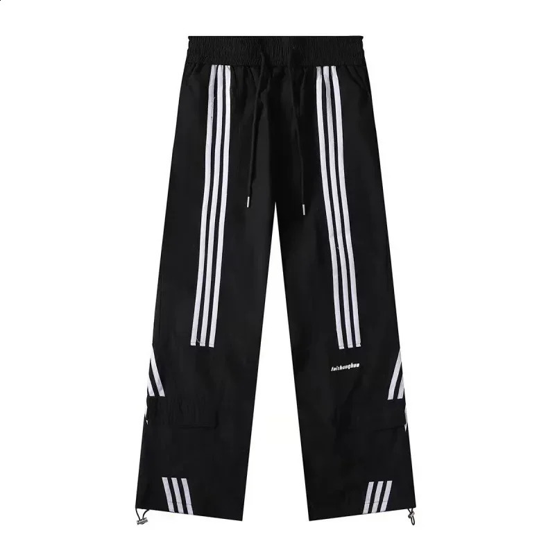 American style retro mens commodity pants summer brown green striped sports three pocket quick drying uniform 240823